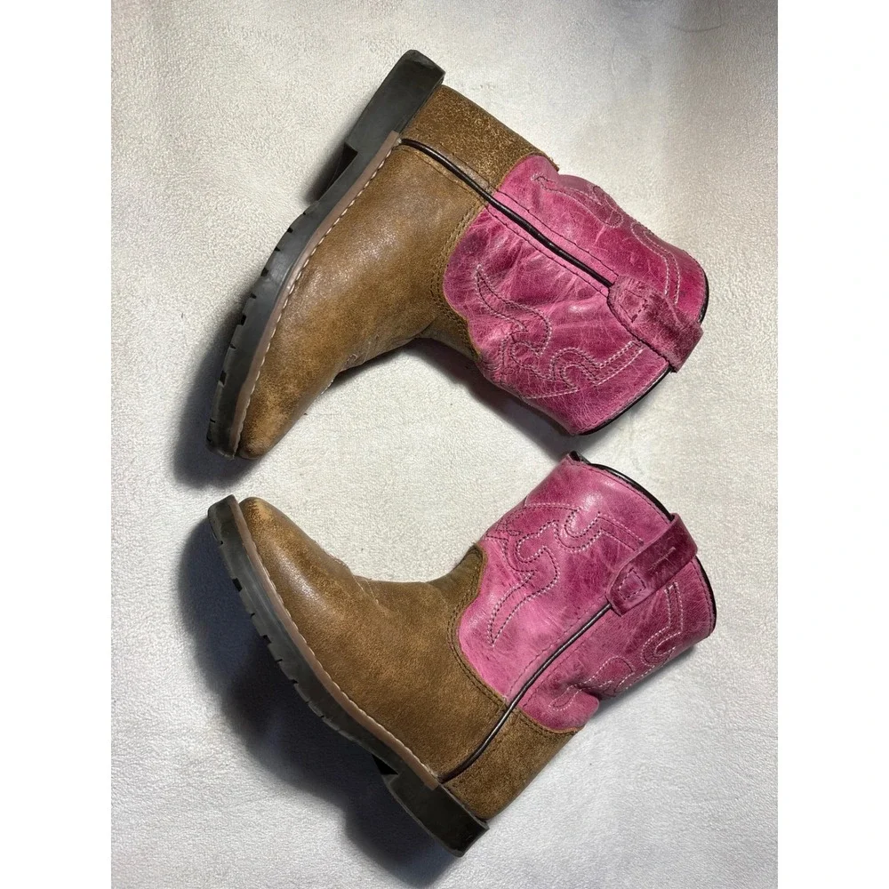 Shyanne Girls Brown and Pink Western Cowboy Boots Style 43920 T Size 8D
